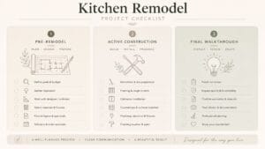minimalist graphic design featuring a step-by-step project checklist.